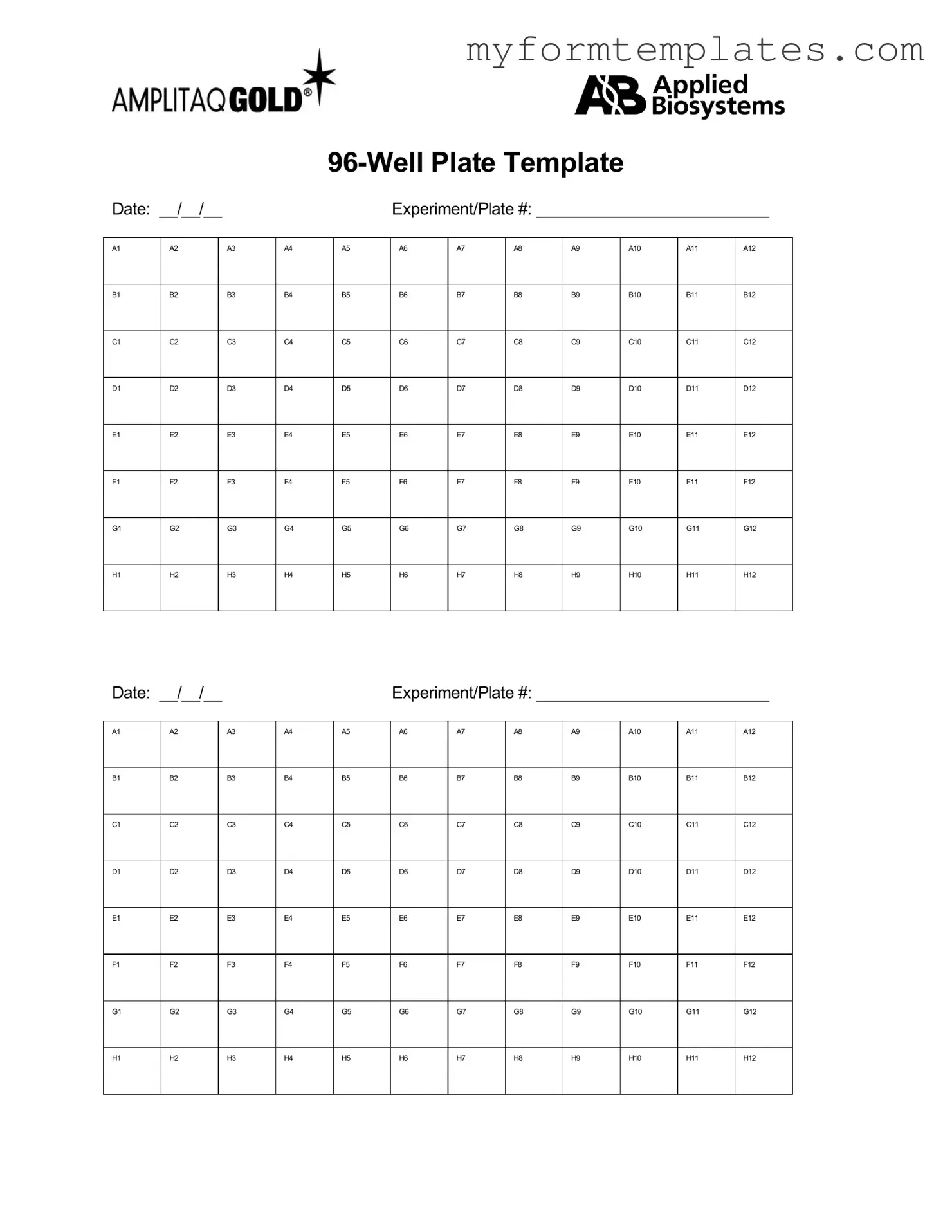 Official 96 Well Form in PDF