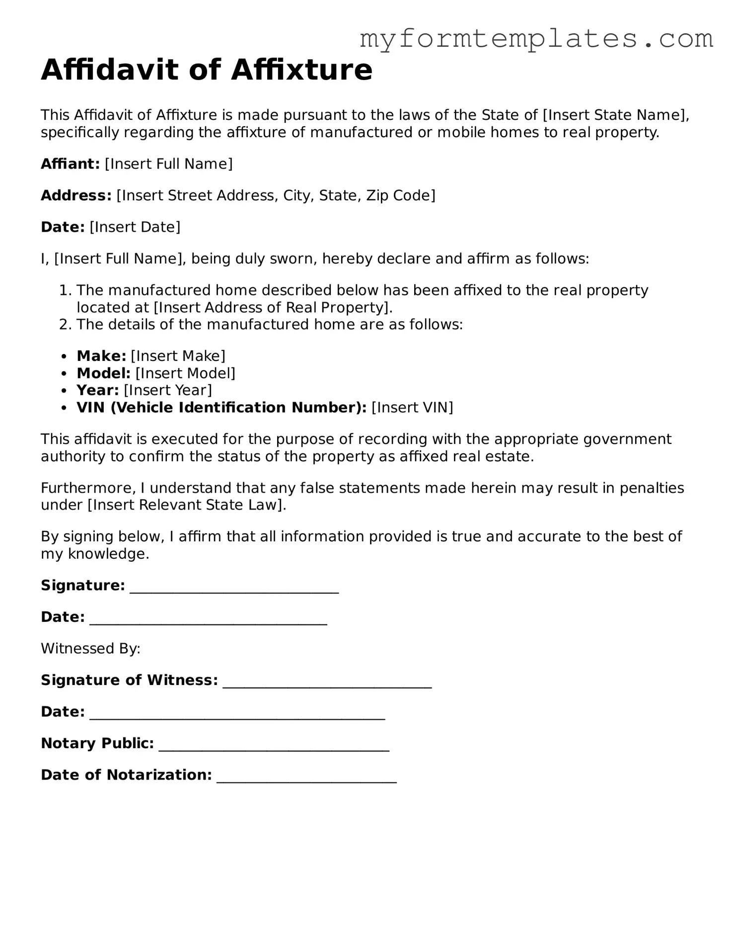Affidavit of Affixture Document