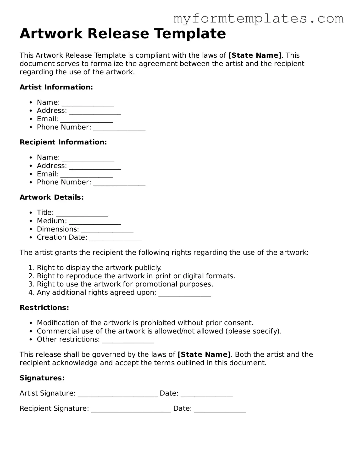 Artwork Release Document