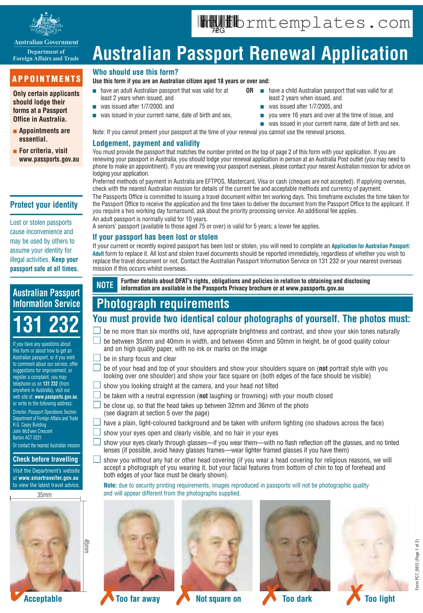 Official Australian Passport Renewal Form in PDF