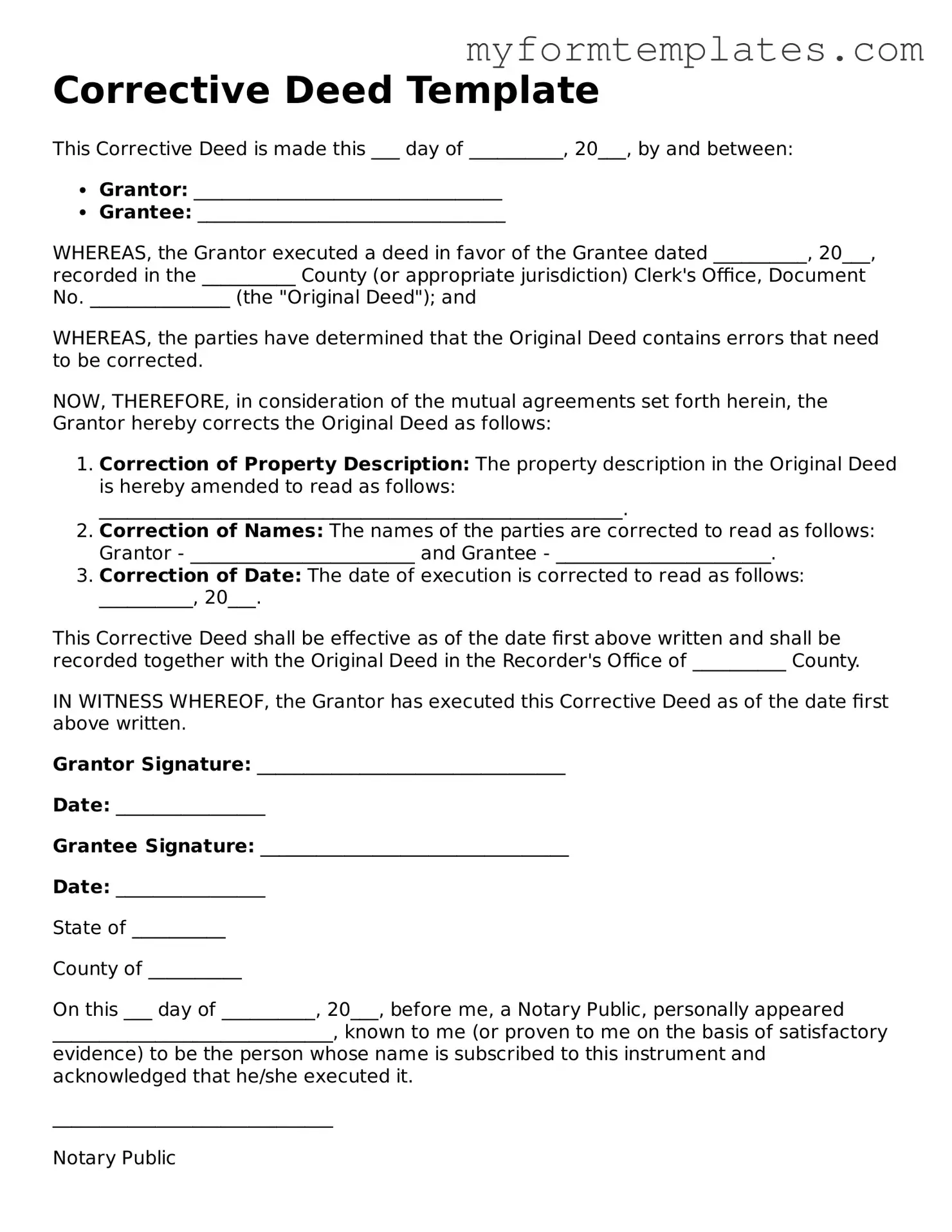 Corrective Deed Document