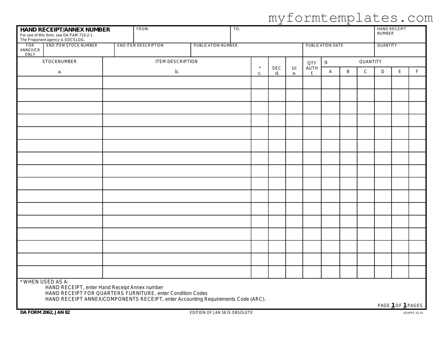 Official Da Form in PDF