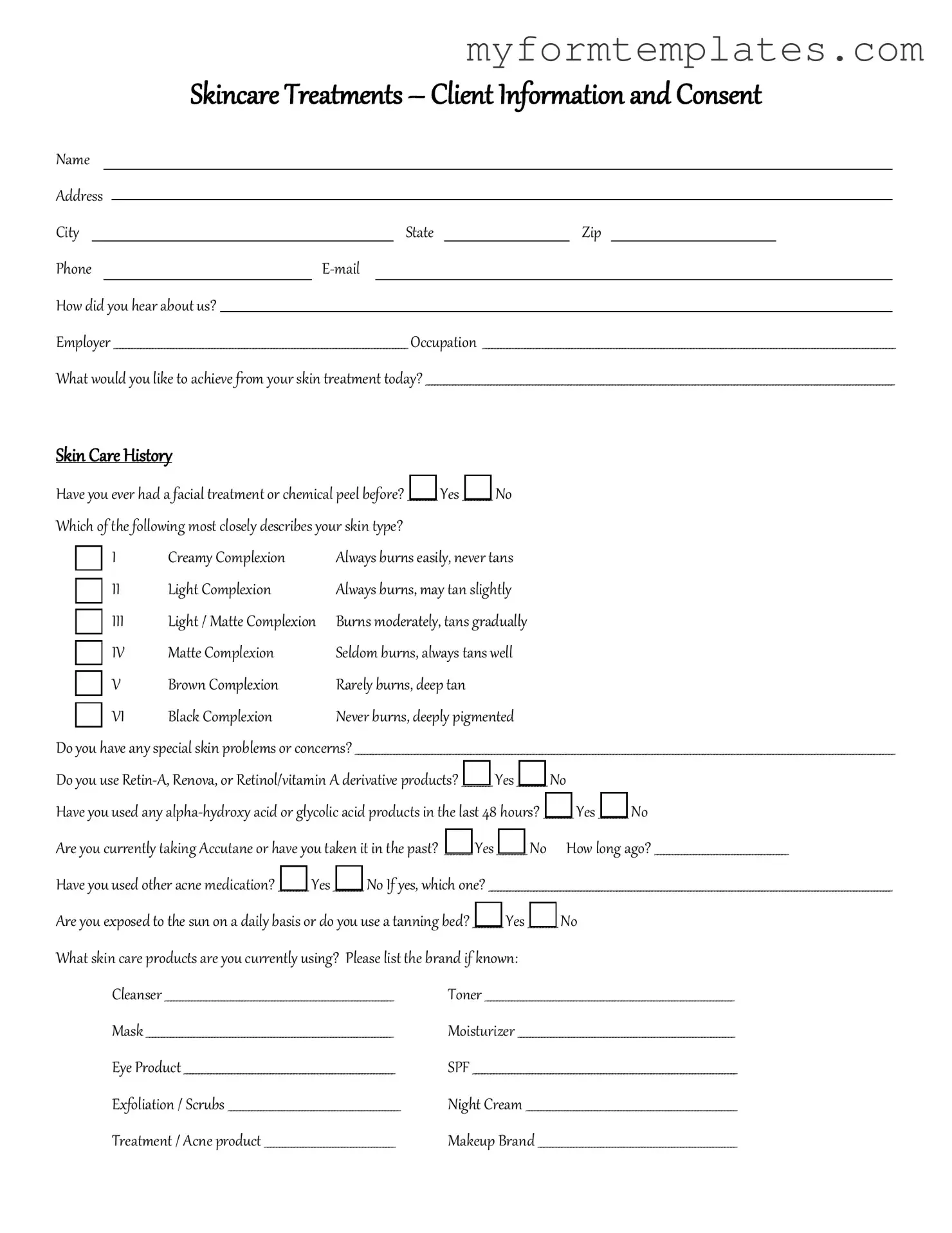 Official Facial Consent Form in PDF