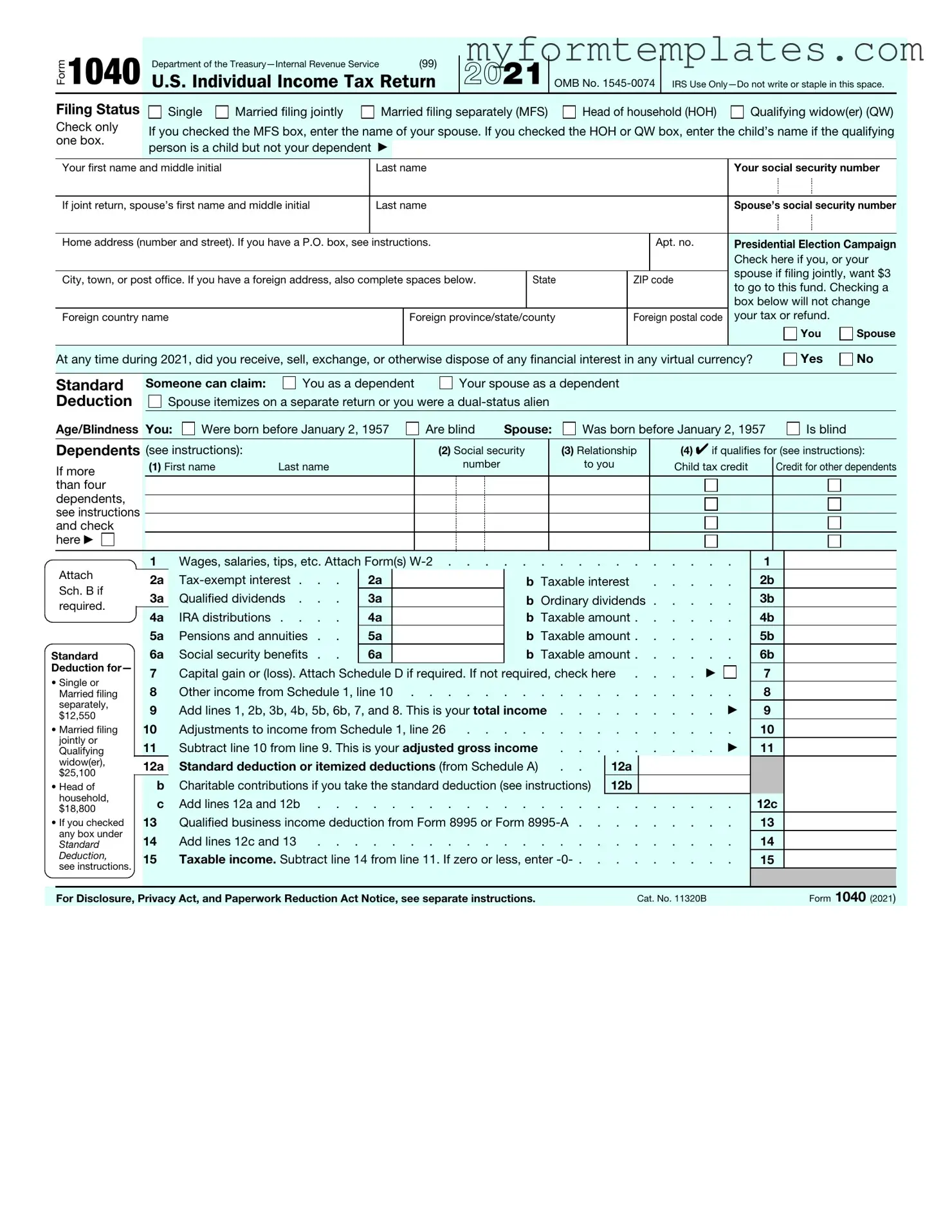 Official IRS 1040 Form in PDF