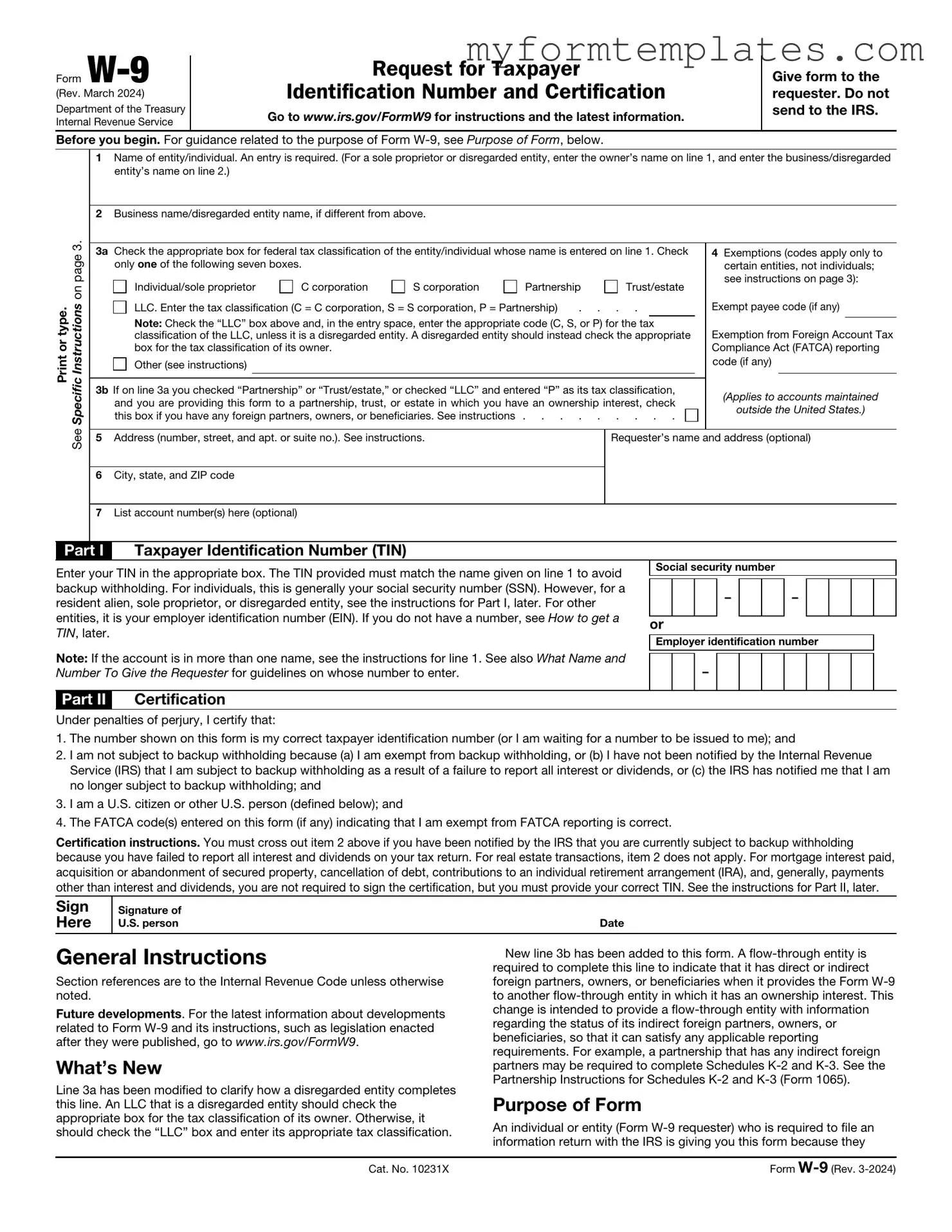 Official IRS W-9 Form in PDF