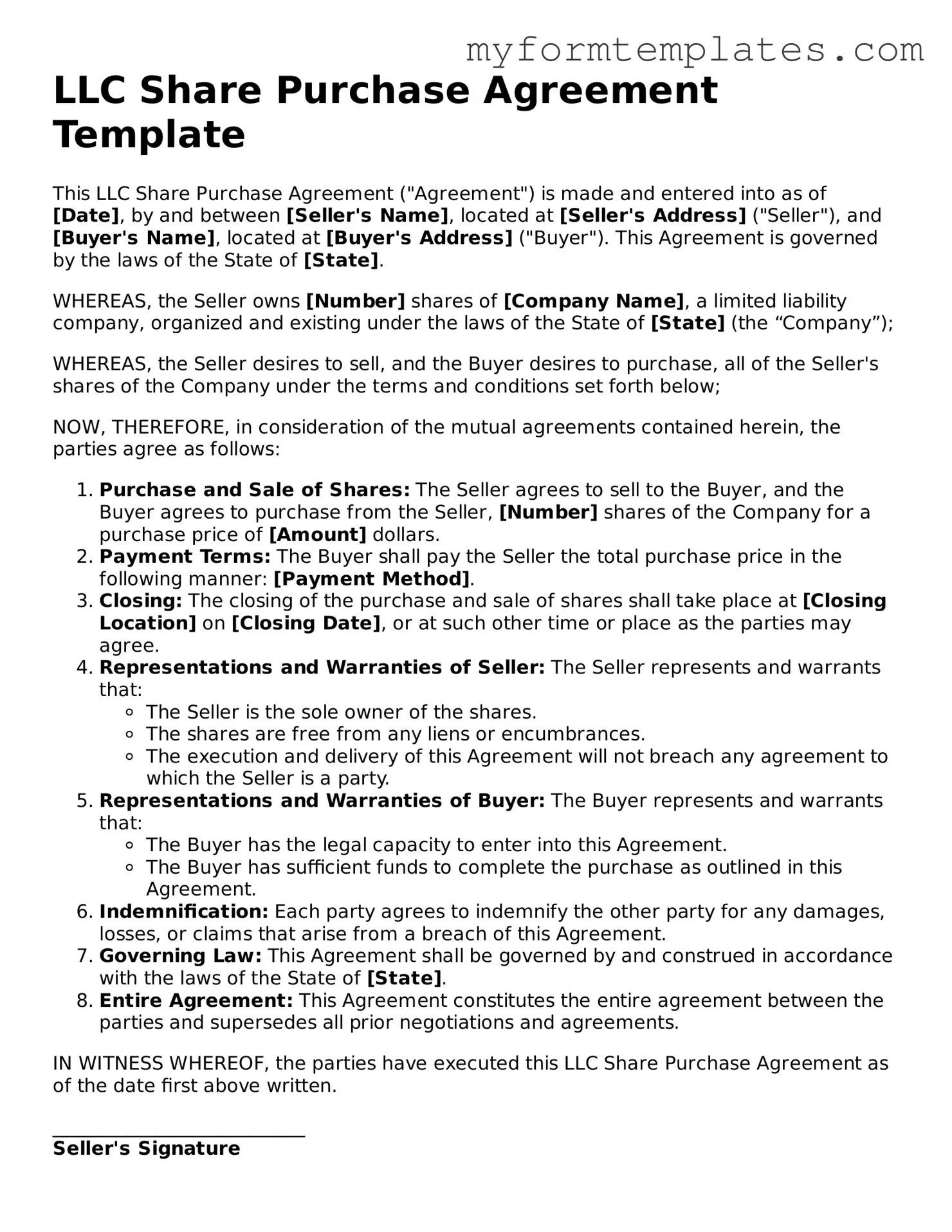 LLC Share Purchase Agreement Document