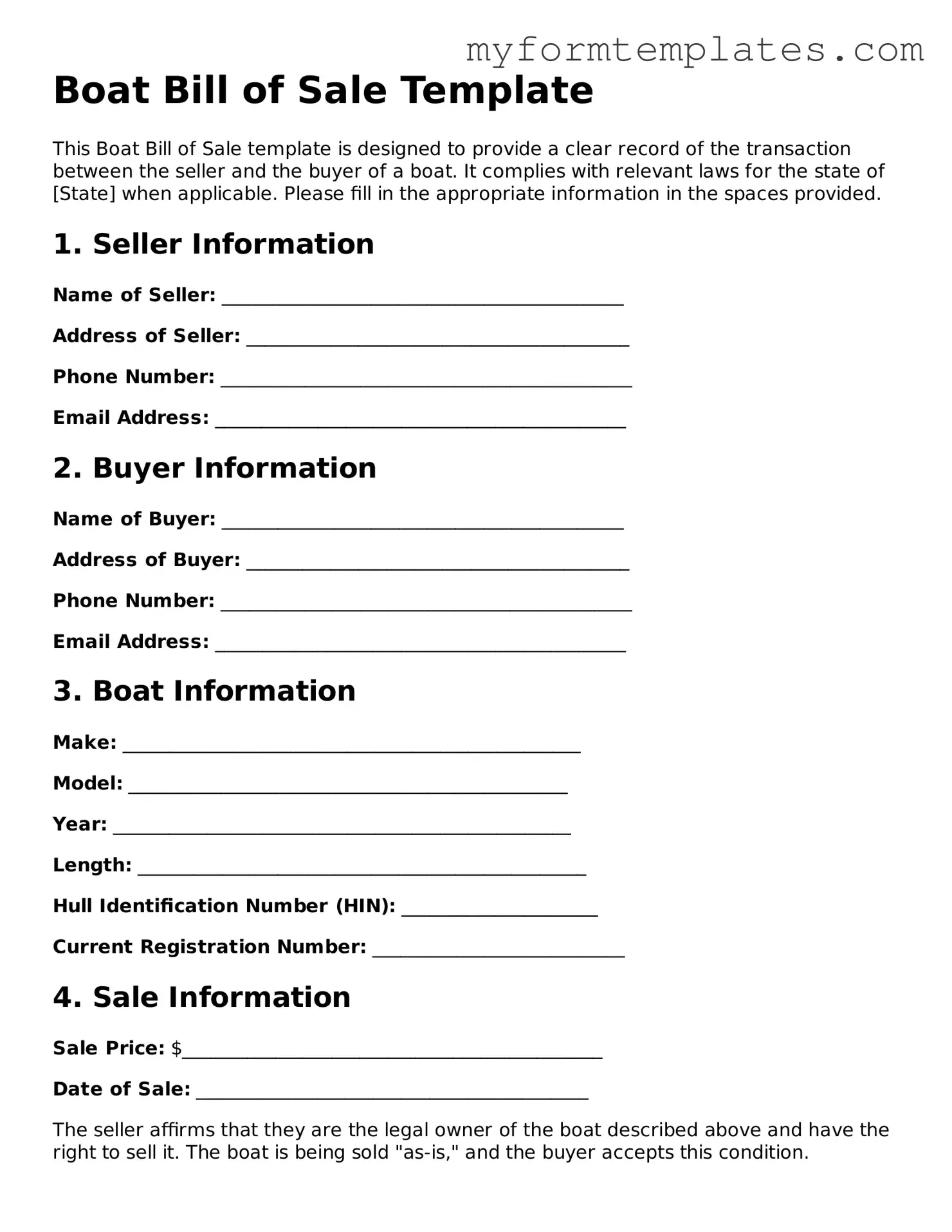 Boat Bill of Sale Document