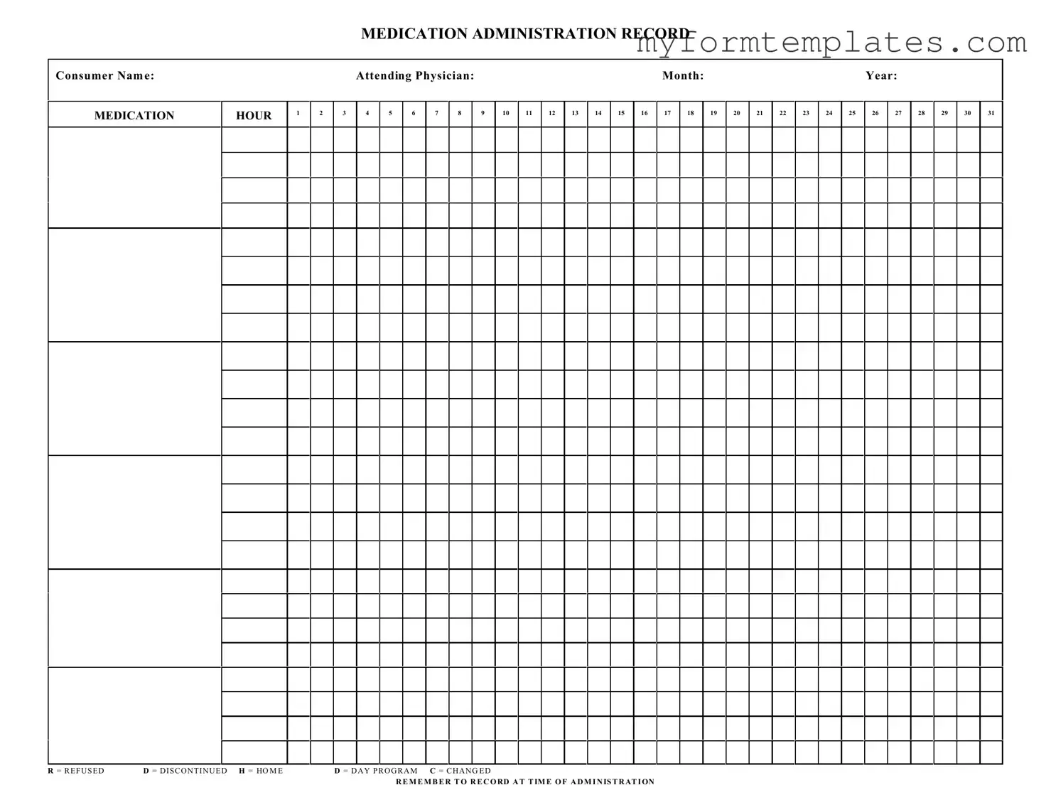 Official Medication Administration Record Sheet Form in PDF