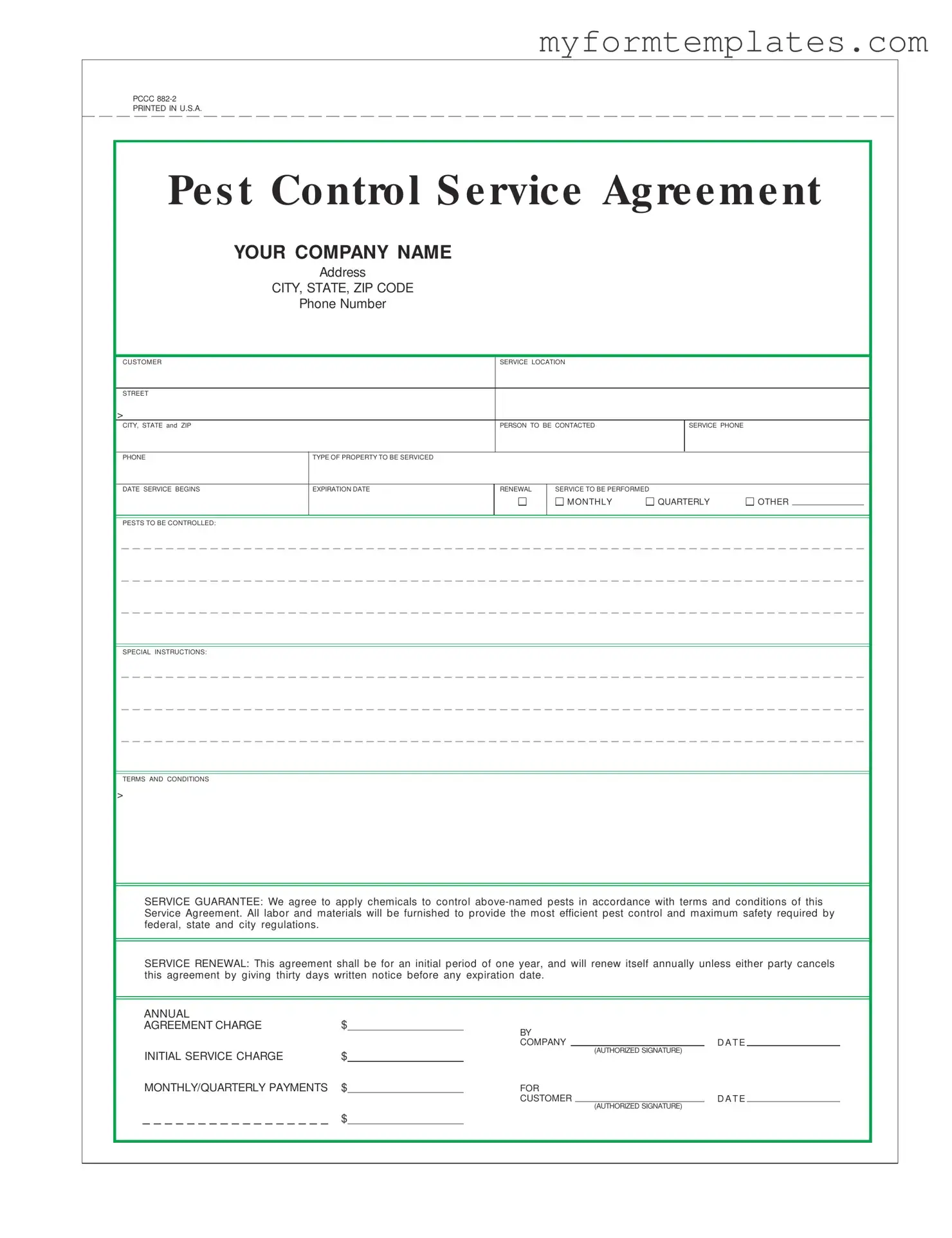 Official Pest Control Contract Form in PDF