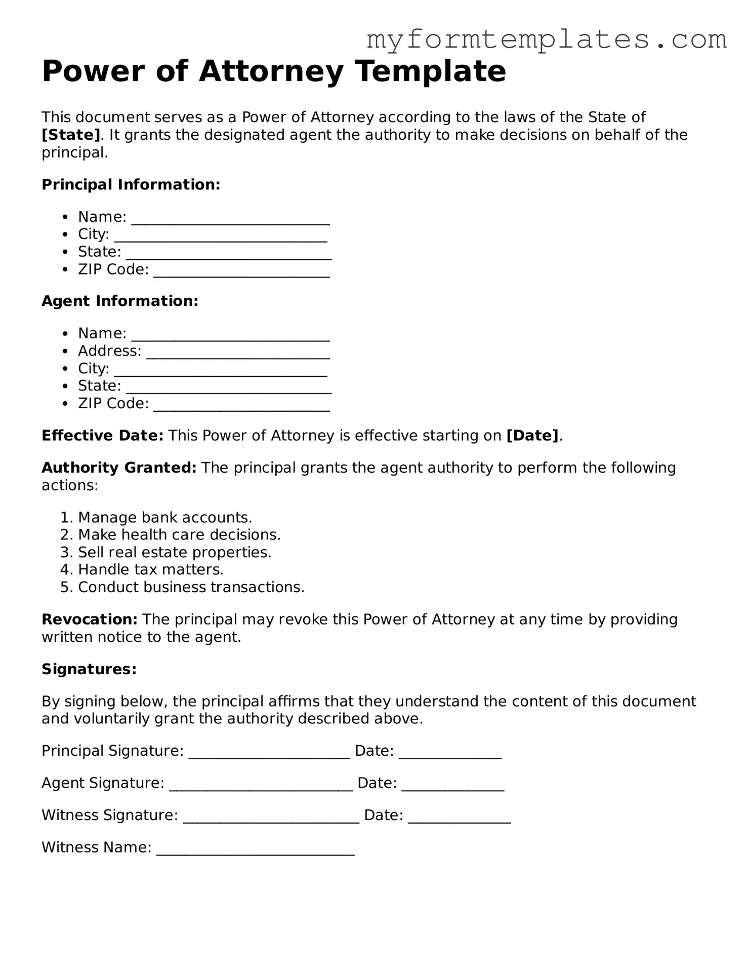 Power of Attorney Document