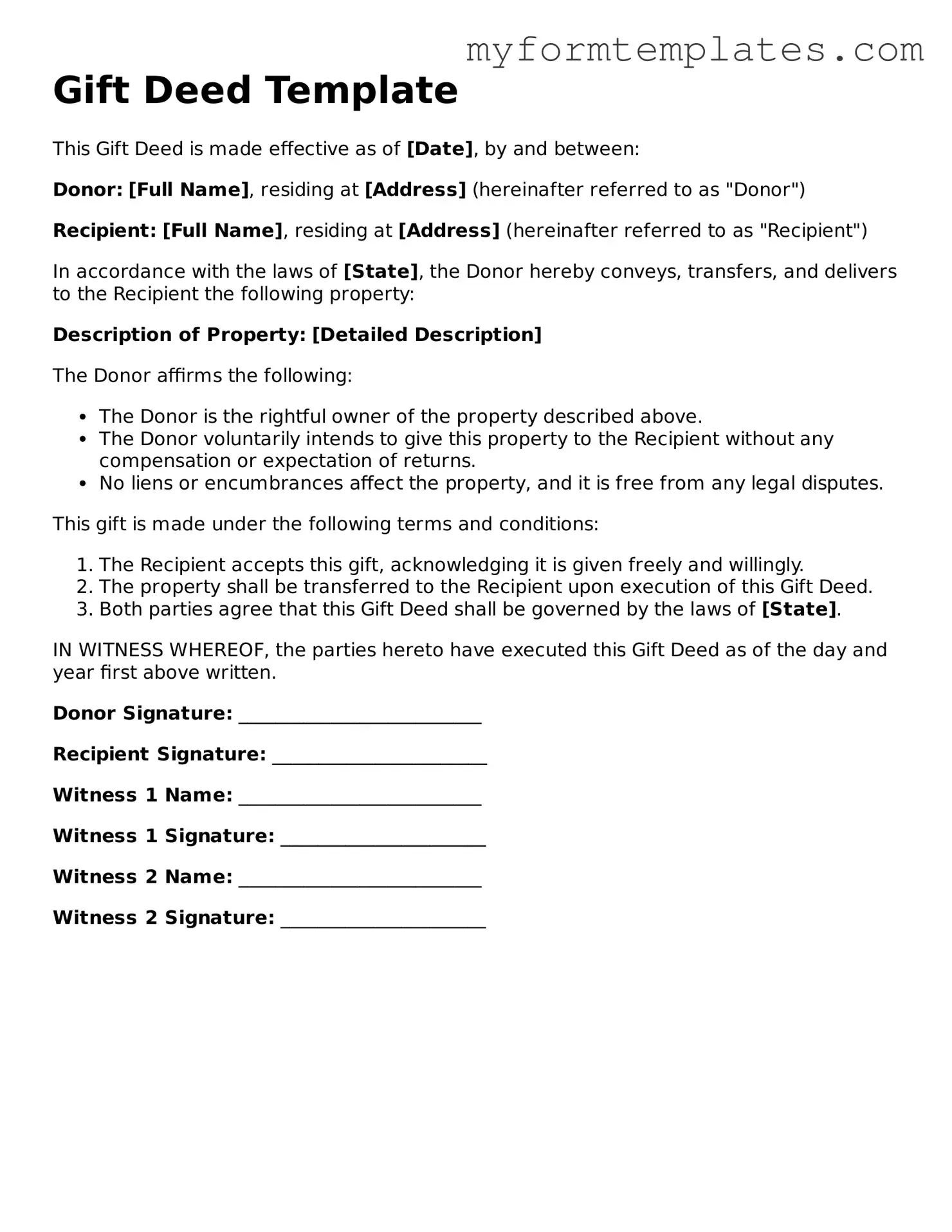 Gift Deed Document