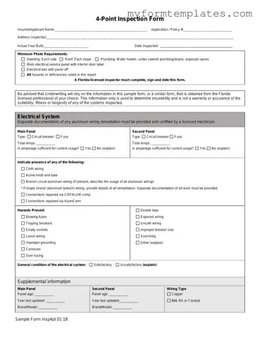 Official 4 Point Inspection Form in PDF