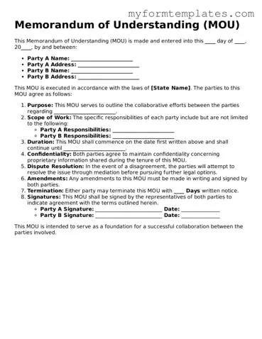 Memorandum of Understanding Document