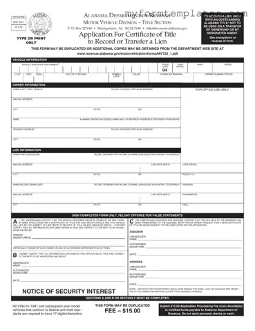 Official Alabama Mvt 20 1 Form in PDF
