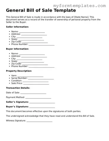 General Bill of Sale Document