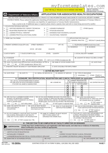 Official VA 10-2850c Form in PDF