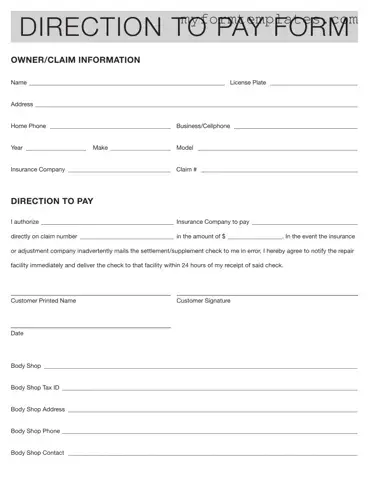 Official Authorization And Direction Pay Form in PDF