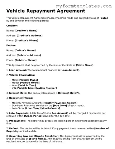 Vehicle Repayment Agreement Document