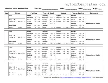 Official Baseball Assessment Form in PDF
