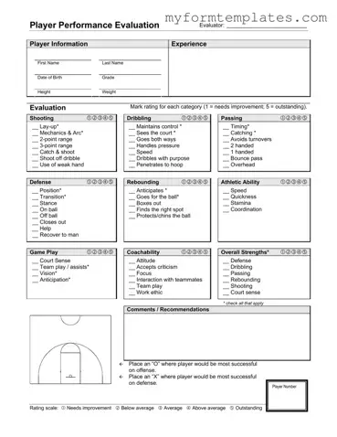 Official Basketball Evaluation Form in PDF