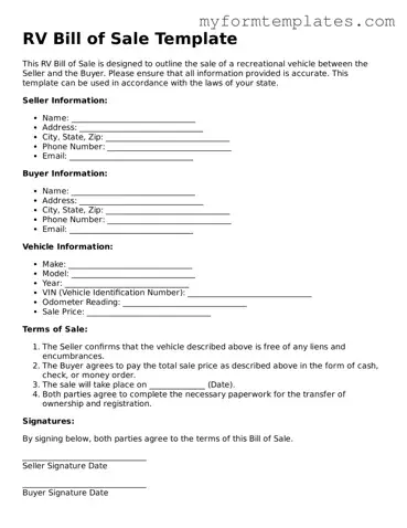 RV Bill of Sale Document