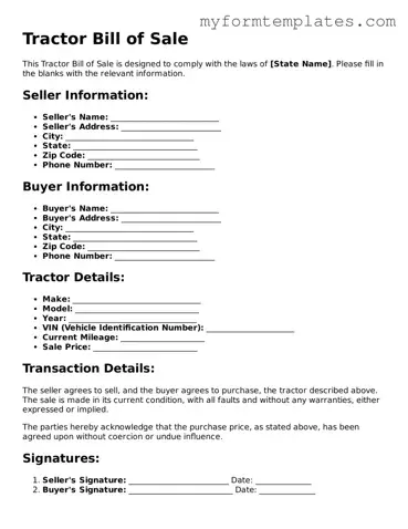 Tractor Bill of Sale Document