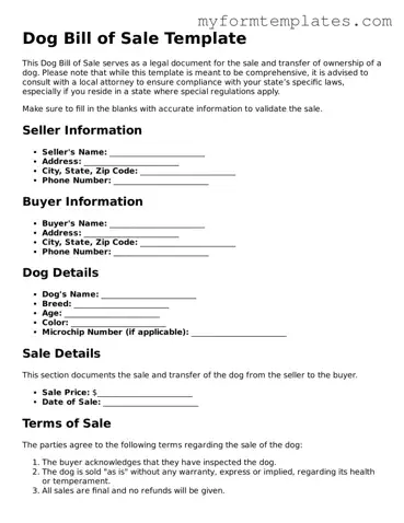 Dog Bill of Sale Document