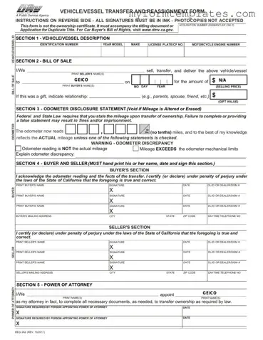 Official California Fotm Reg 262 Form in PDF