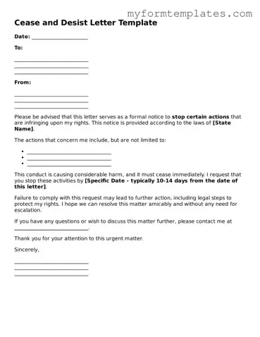 Cease and Desist Letter Document