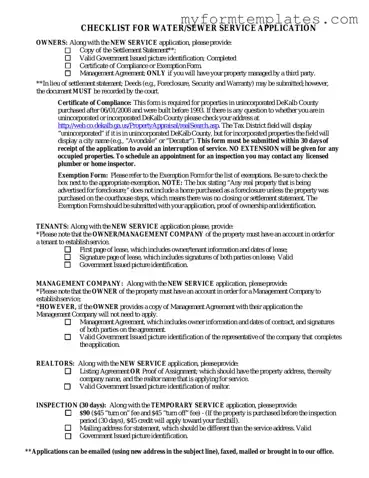 Official Dekalb County Water Application Form in PDF
