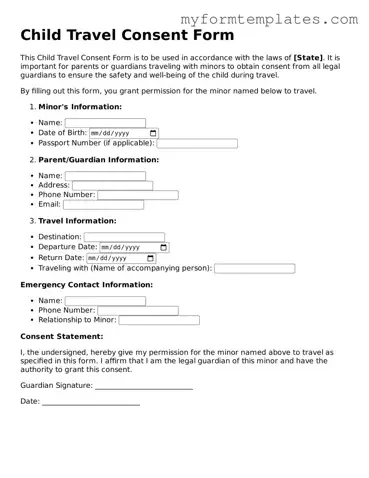 Child Travel Consent Form Document