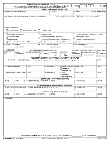 Official Da 31 Form in PDF