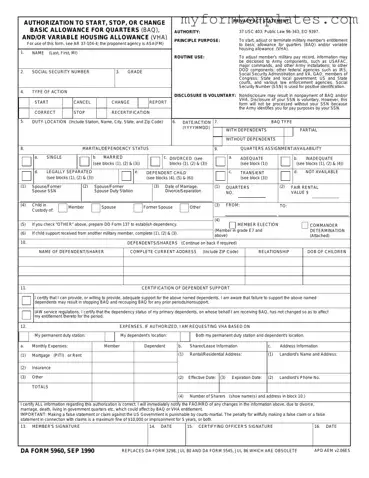 Official DA 5960 Form in PDF