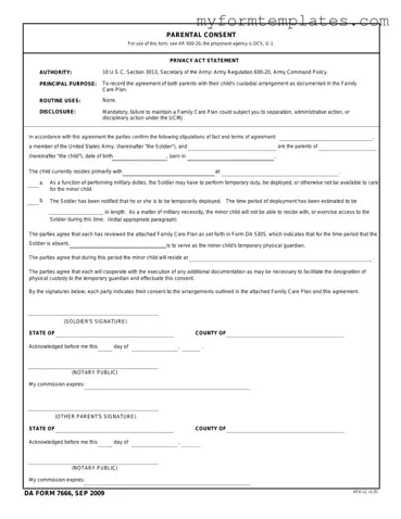 Official DA 7666 Form in PDF