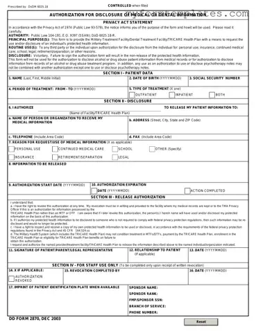 Official DD 2870 Form in PDF