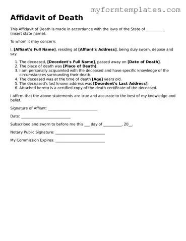 Affidavit of Death Document