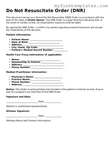 Do Not Resuscitate Order Document