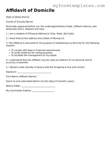 Affidavit of Domicile Document