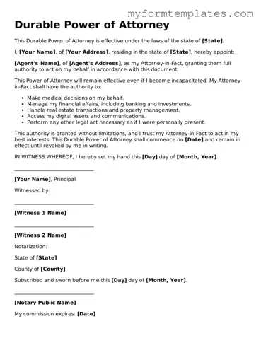 Durable Power of Attorney Document