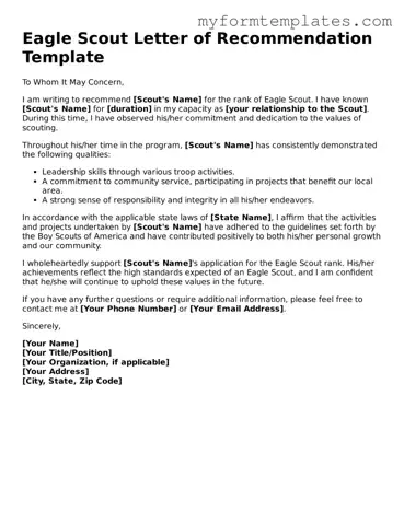 Eagle Scout Letter of Recommendation Document