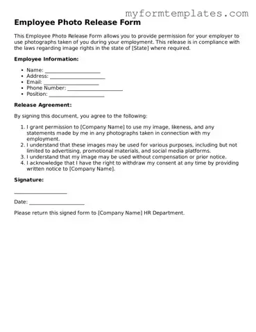 Employee Photo Release Document