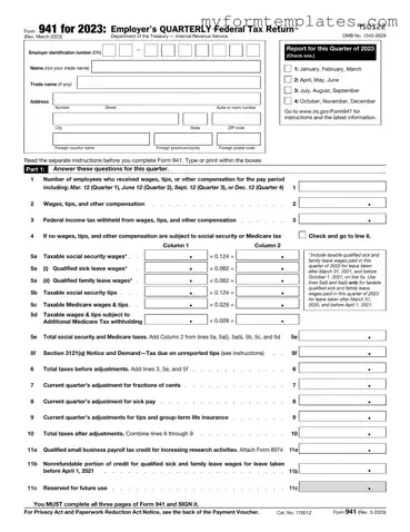 Official IRS 941 Form in PDF