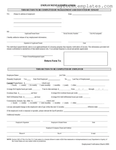 Official Employment verification form Form in PDF