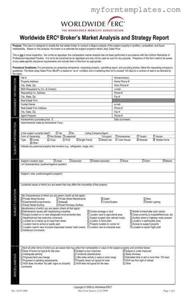 Official Erc Broker Market Analysis Form in PDF