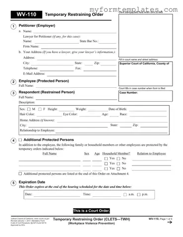 Official Fake Restraining Order Form in PDF