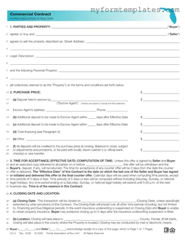 Official Florida Commercial Contract Form in PDF