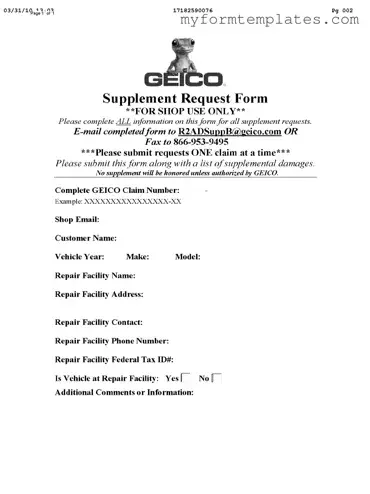 Official Geico Supplement Request Form in PDF