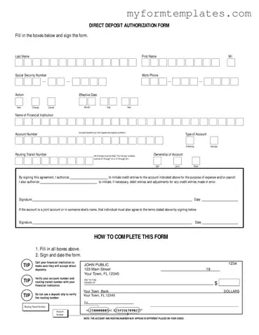 Official Generic Direct Deposit Form in PDF