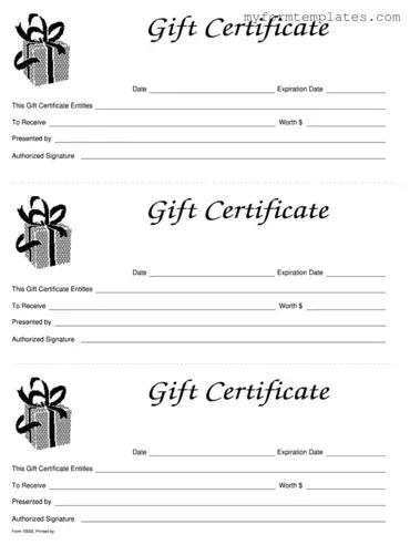 Official Gift Certificate Form in PDF