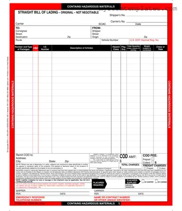 Official Hazard Bill Of Ladden Form in PDF